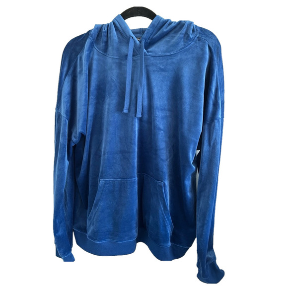 GEORGE Velour Hoodie Blue Size XXL NWT Y2K 90s Athleisure Loungewear Cozy - Picture 1 of 4